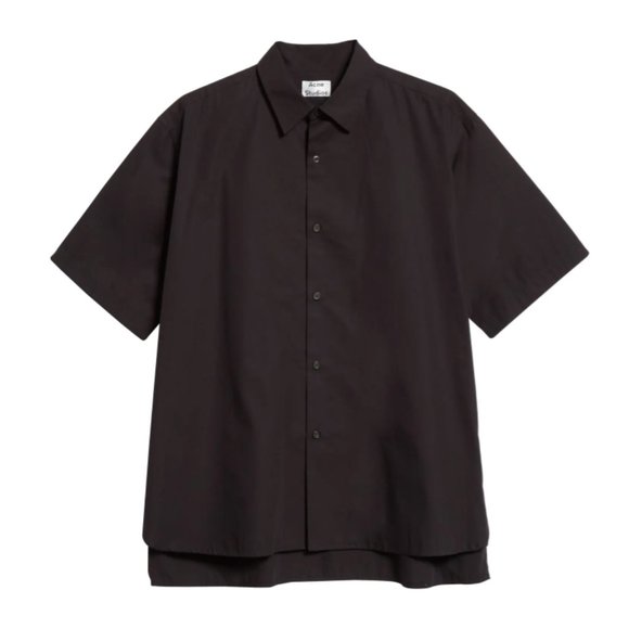 Acne Oversize Short Sleeve Button-Up Shirt (Black) - Picture 1 of 9